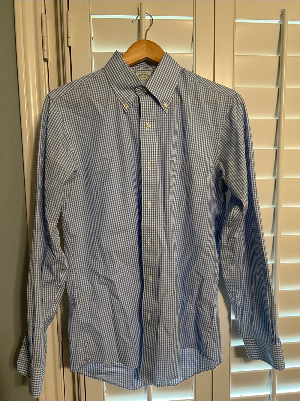 Brooks Brothers Men's Blue Non Iron Plaid Button-Down Shirt Size 15-34